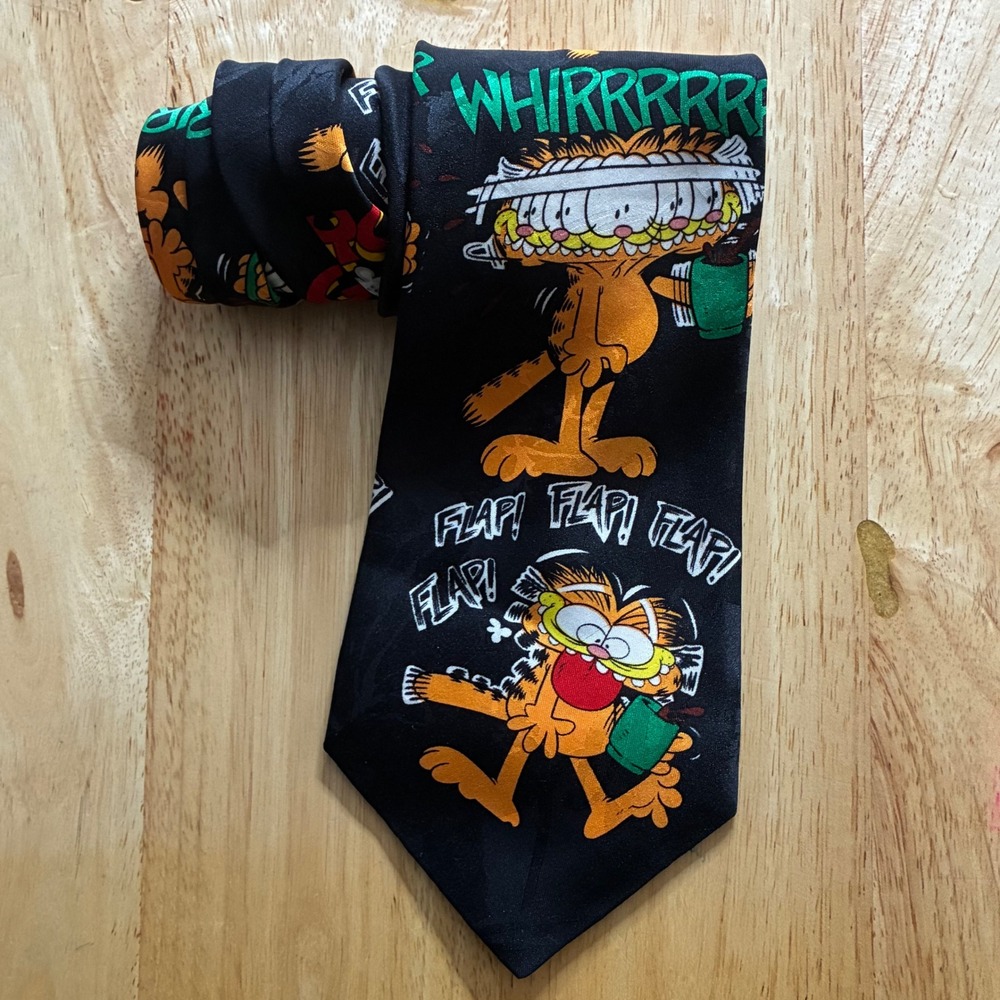 Vintage Garfield Paws Addiction Cartoon Novelty Tie Black Toothbrush Coffee